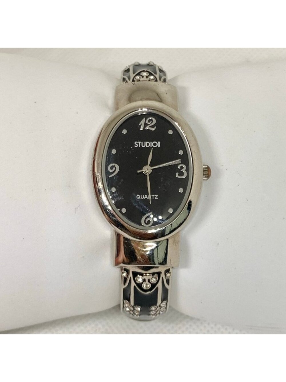 Studio women’s cuff bracelet watch two tone 25mm quartz analog 7” running